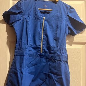 Jaanuu  scrub  tulip top gold zipper xs